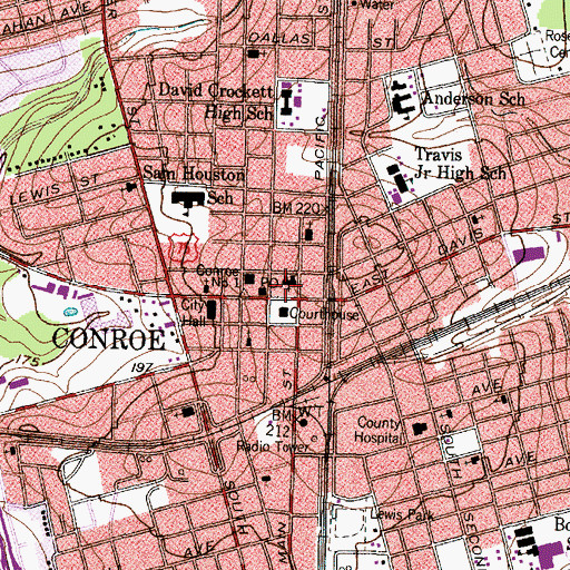 Topographic Map of Montgomery County Criminal Court, TX