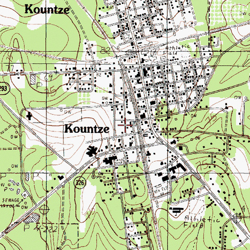 Topographic Map of Kountze Police Department, TX