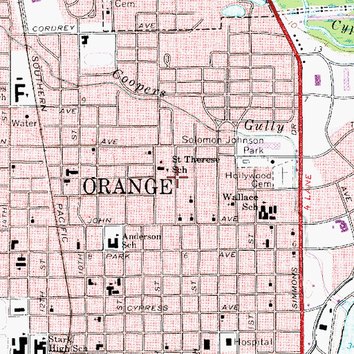 Topographic Map of Orange Police Department - Citizen Service, TX
