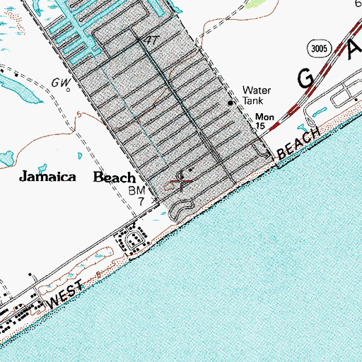 Topographic Map of Jamaica Beach Police Department, TX
