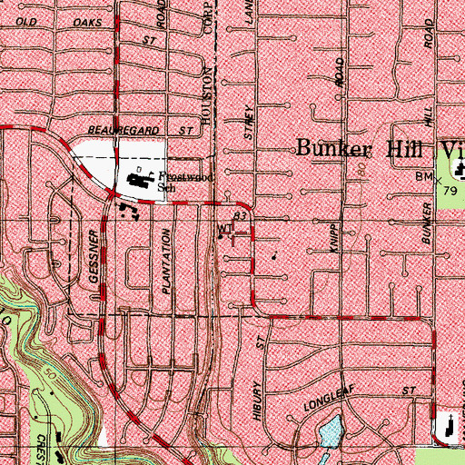 Topographic Map of Memorial Villages Police Department, TX