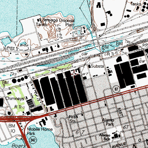 Topographic Map of Galveston County Sheriff's Office, TX