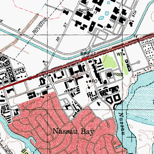 Topographic Map of Nassau Bay Police Department, TX