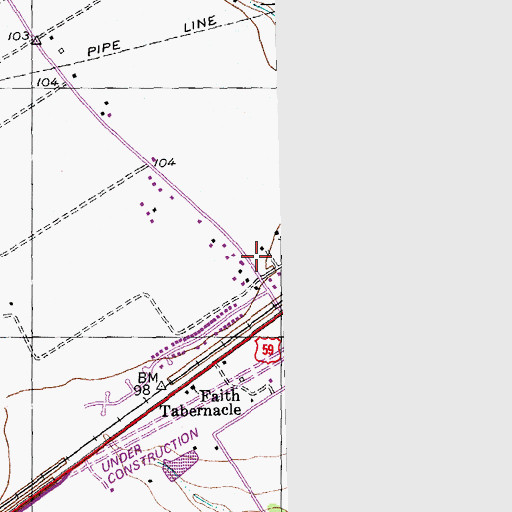Topographic Map of Kendleton Police Department, TX