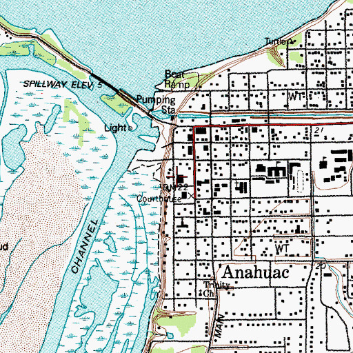 Topographic Map of Chambers County Sheriff's Office, TX