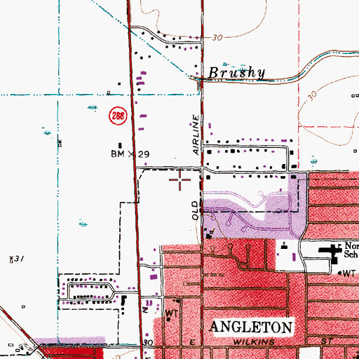 Topographic Map of Angleton Police Department, TX