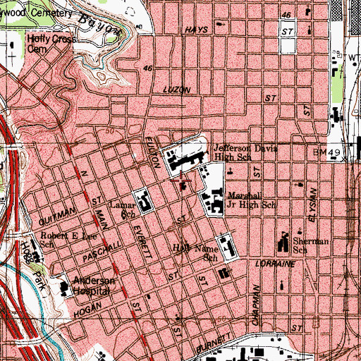 Topographic Map of Houston Police Department - Ana Maria Lopez, TX