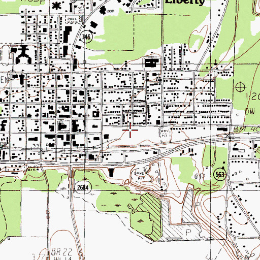 Topographic Map of Liberty County Sheriff's Office, TX