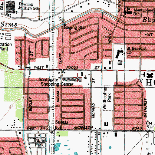 Topographic Map of Houston Police Department - Hiram Clarke, TX