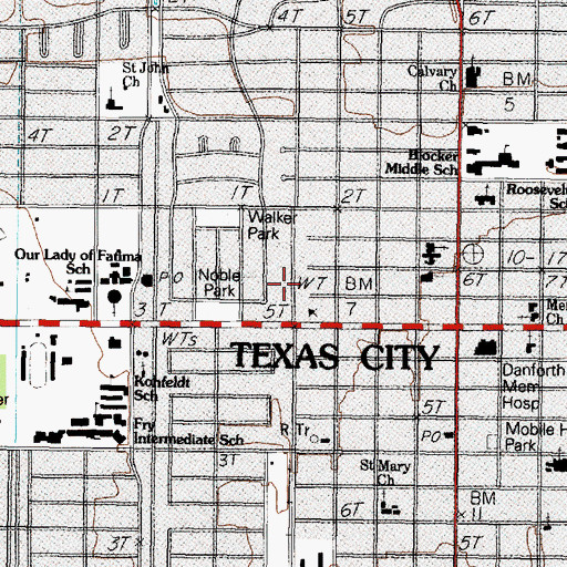 Topographic Map of Texas City Police Department, TX