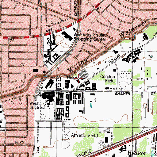 Topographic Map of Houston Police Department - Westbury, TX