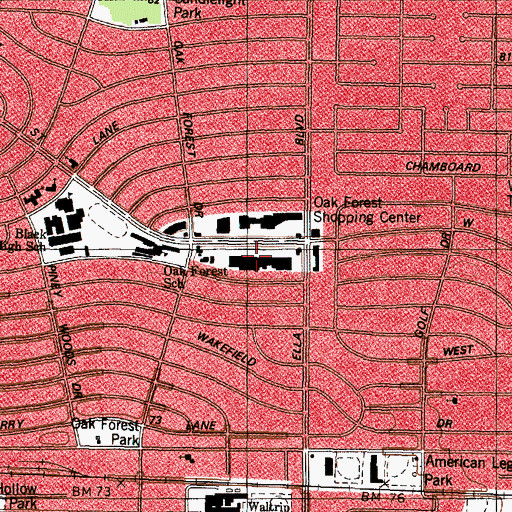 Topographic Map of Houston Police Department - Near North, TX
