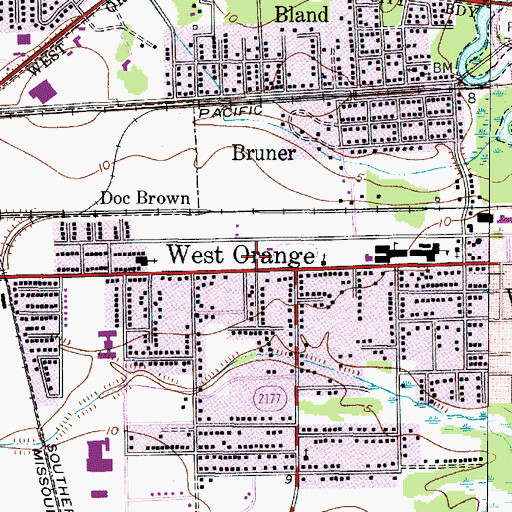 Topographic Map of West Orange Police Department, TX