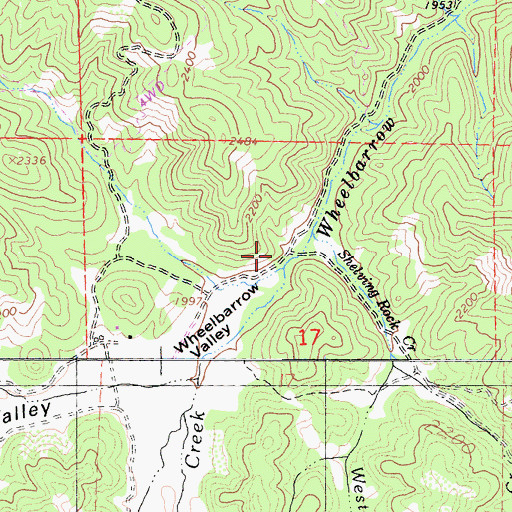 Topographic Map of Wheelbarrow Valley, CA