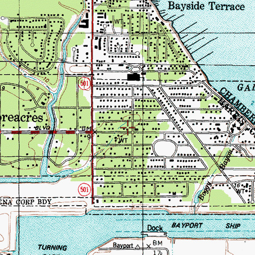 Topographic Map of Shoreacres Police Department, TX