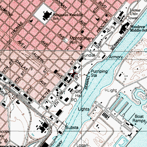Topographic Map of Port Arthur Police Department, TX