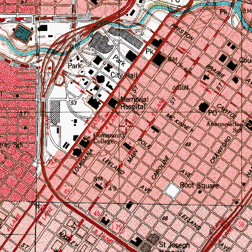 Topographic Map of Houston Police Department Headquarters, TX