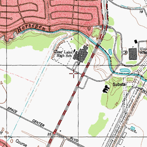Topographic Map of Houston Police Department - Clear Lake Division, TX