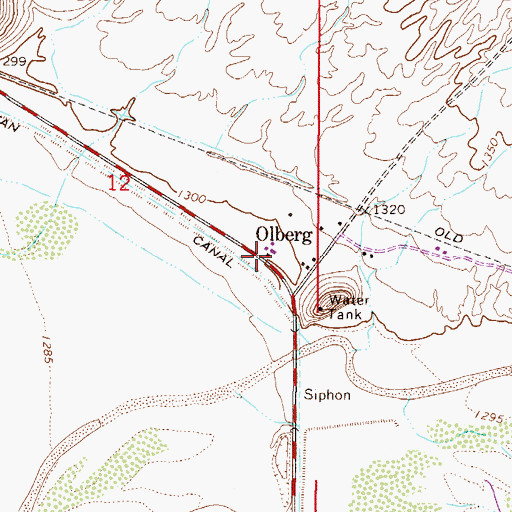 Topographic Map of Olberg Trading Post, AZ