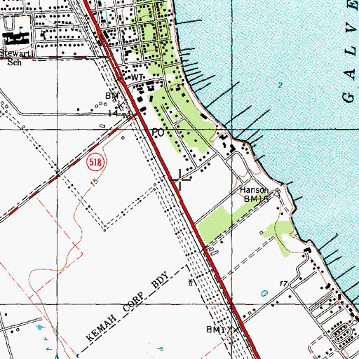 Topographic Map of Kemah Police Department, TX