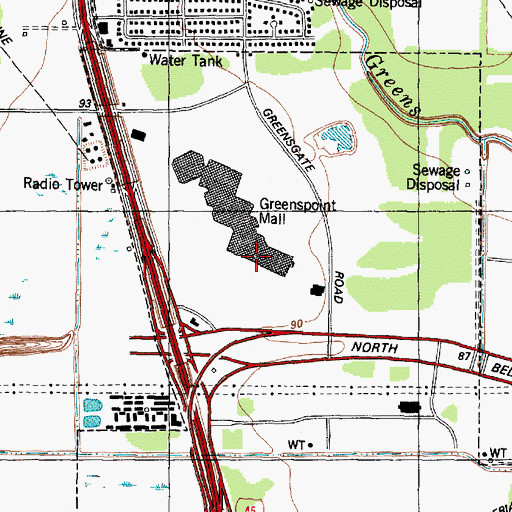 Topographic Map of Houston Police Department - Greenspoint, TX
