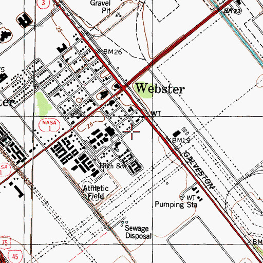 Topographic Map of Webster Police Department, TX