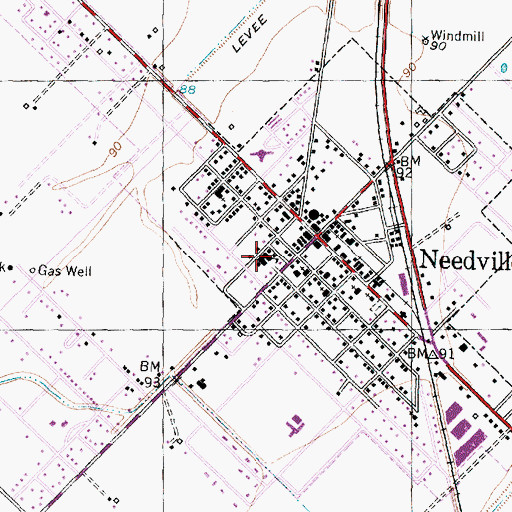 Topographic Map of Needville Police Department, TX