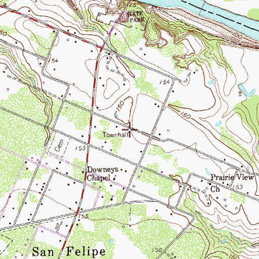 Topographic Map of San Felipe Police Department, TX