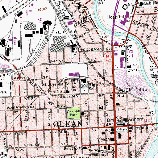 Topographic Map of Saint Joseph's Roman Catholic Church, NY