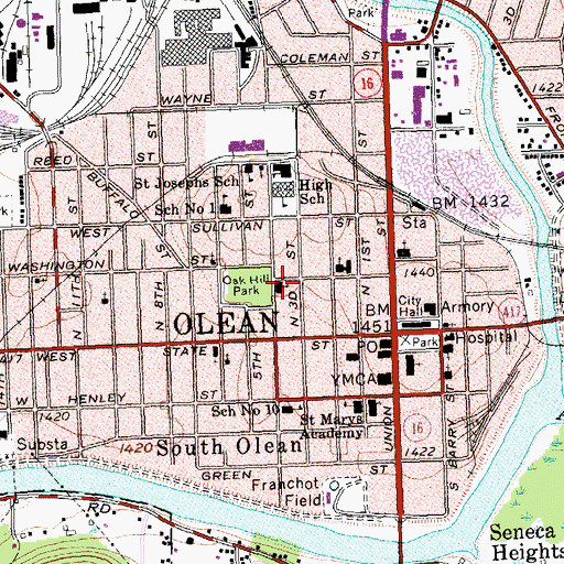 Topographic Map of Immanuel Evangelical Lutheran Church, NY