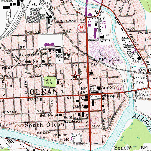 Topographic Map of First Presbyterian Church, NY