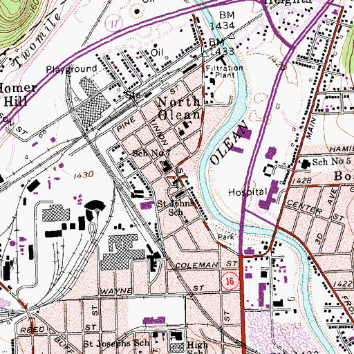 Topographic Map of Saint John's Roman Catholic Church, NY