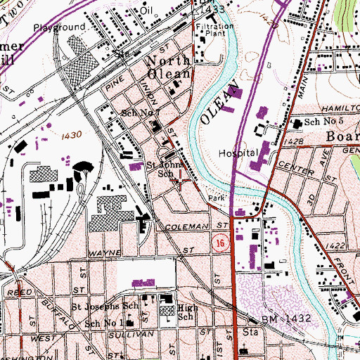 Topographic Map of Olean Gospel Tabernacle (historical), NY