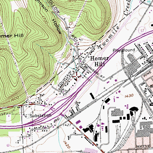 Topographic Map of Public School Number 8 (historical), NY
