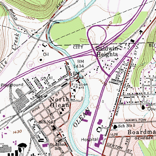 Topographic Map of City of Olean Filter Plant and Pumping Station, NY