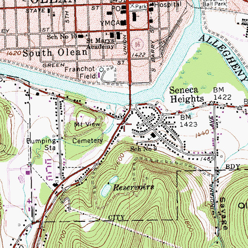 Topographic Map of South Side Chapel, NY