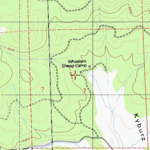 Topographic Map of Wheelers Sheep Camp, CA