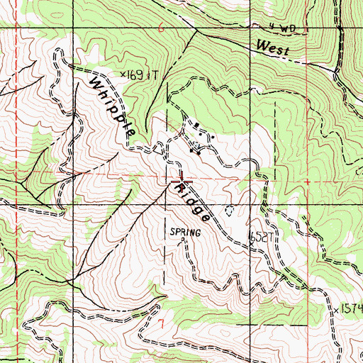 Topographic Map of Whipple Ridge, CA