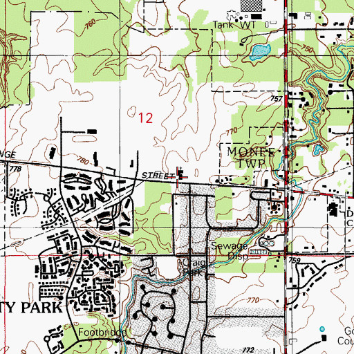 Topographic Map of University Park Village Hall, IL