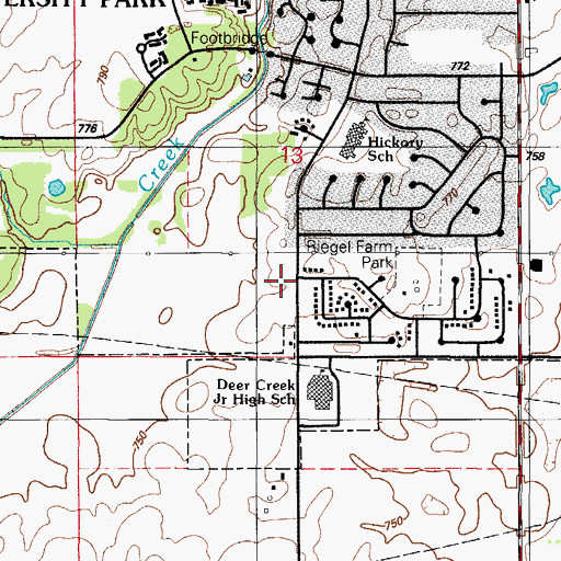 Topographic Map of University Park Public Library, IL