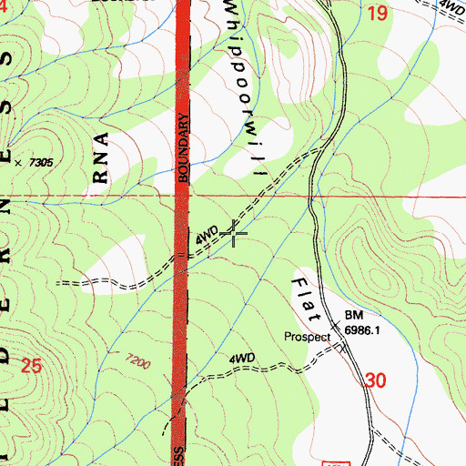 Topographic Map of Whippoorwill Flat, CA