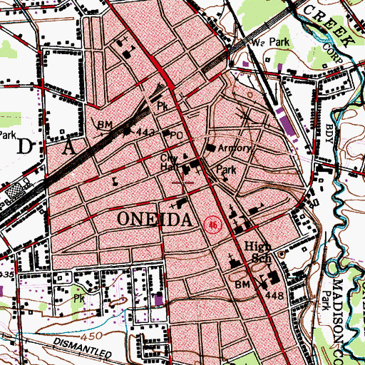 Topographic Map of Hand Barker Memorial Library, NY