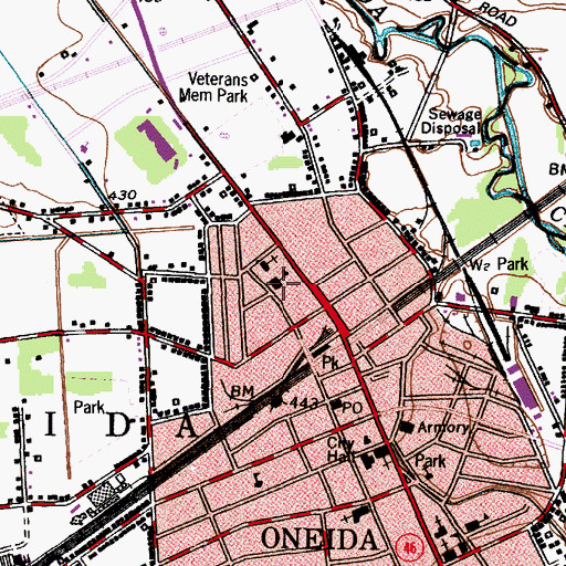 Topographic Map of North Broad Street School, NY