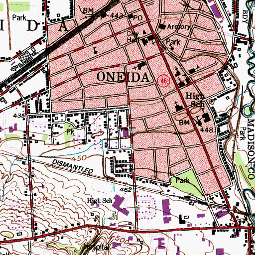 Topographic Map of Seneca Street Public School, NY