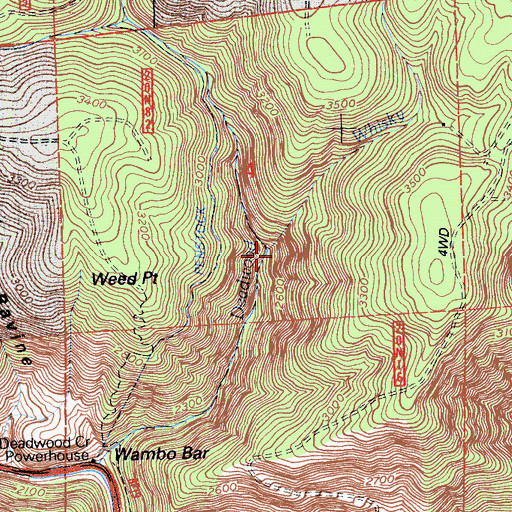 Topographic Map of Whisky Creek, CA