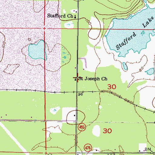 Topographic Map of Saint Stanislaus Catholic Church, FL