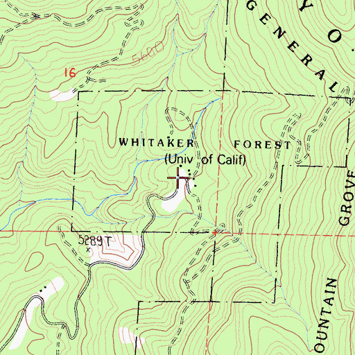 Topographic Map of Whitaker Forest, CA