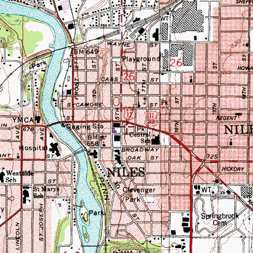 Topographic Map of Fort Saint Joseph Museum, MI