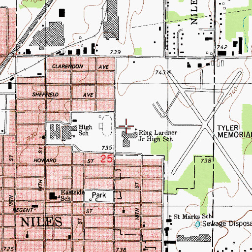 Topographic Map of Niles Senior High School, MI