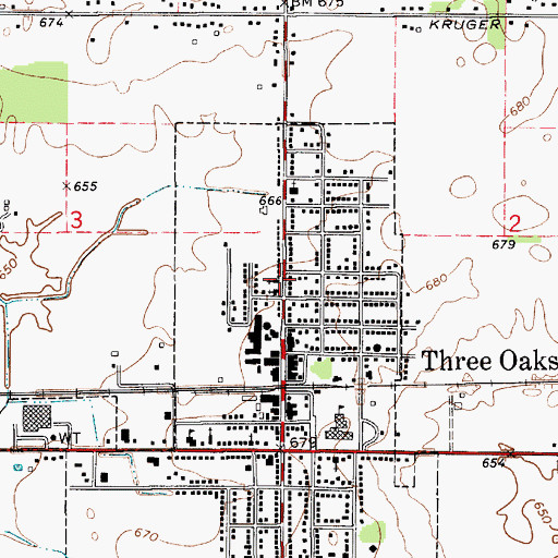 Topographic Map of Three Oaks Church of Christ, MI